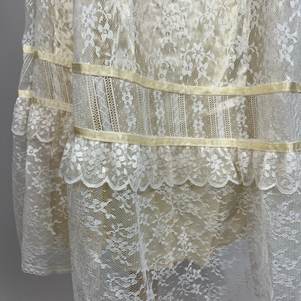 VINTAGE 70s GUNNE SAX Long Sleeve Edwardian Victorian Style Wedding Dress - Picture 3 of 8